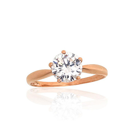 Sužadėtuvių žiedai,  - Auksinis žiedas, 17, 1.44 g, Raudonas Auksas 585 praba, Cirkonai