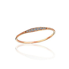 Auksinis žiedas, 17.5, 0.63 g, Raudonas Auksas 585 praba, Cirkonai