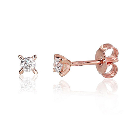 Klasikiniai pusetai,  - Auksiniai auskarai –pusetai, Raudonas Auksas 585 praba, Briliantai