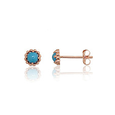 Auksiniai auskarai –pusetai, 0.51 g, Raudonas Auksas 585 praba, Turkis (Imitacija)