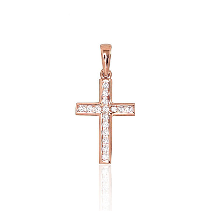 Kryžiai  ir ikonos,  - Auksinis pakabukas, 1.12 g, Raudonas Auksas 585 praba, Cirkonai