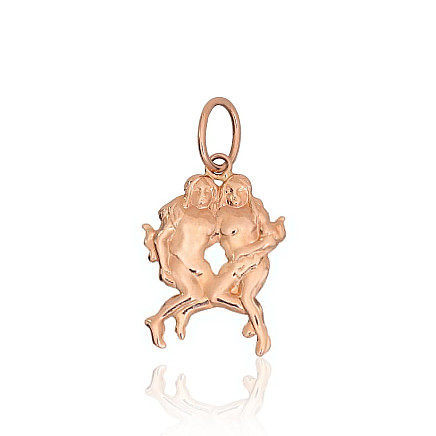 Zodiako ženklai,  - Auksinis pakabukas, 0.79 g, Raudonas Auksas 585 praba, Dvyniai