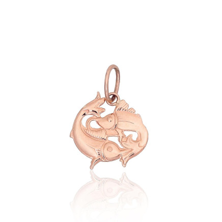 Zodiako ženklai,  - Auksinis pakabukas, 0.71 g, Raudonas Auksas 585 praba, Žuvys