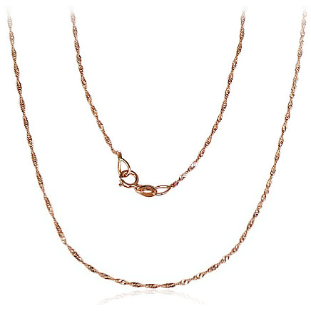 Grandinėlės,  - Auksinė grandinėlė Singapore 1 mm , briaunų apdirbimas deimantu, 47, 0.88 g, Raudonas Auksas 585 praba