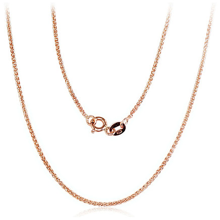 Grandinėlės,  - Auksinė grandinėlė Spiga 1, 2 mm, Raudonas Auksas 585 praba