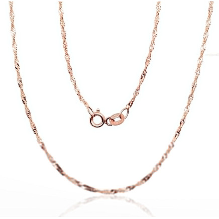 Grandinėlės,  - Auksinė grandinėlė Singapore 1.5 mm , briaunų apdirbimas deimantu, 55, 2.14 g, Raudonas Auksas 585 praba