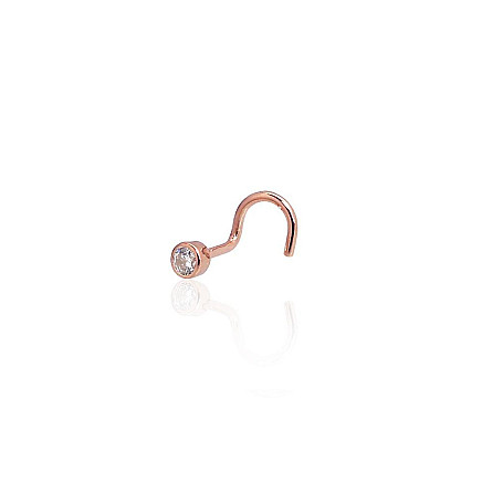 Į nosį,  - Auksinių auskarų vėrimas į nosį, 0.13 g, Raudonas Auksas 585 praba, Cirkonai