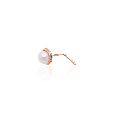 Į nosį,  - Auksinių auskarų vėrimas į nosį, 0.14 g, Raudonas Auksas 585 praba, Perlai