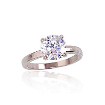 Sidabrinis žiedas, 17, 2.8 g, Sidabras 925 praba, rodis (padengti), Cirkonai