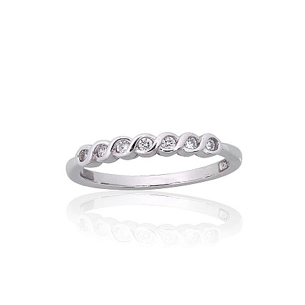 Moterų,  - Sidabrinis žiedas, 17, 1.5 g, Sidabras 925 praba, rodis (padengti), Cirkonai