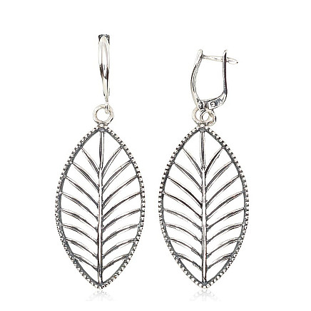 Ant cilindrinės spynos,  - Sidabriniai auskarai ant cilindrinės spynos, Sidabras 925 praba, oksidas (padengti)