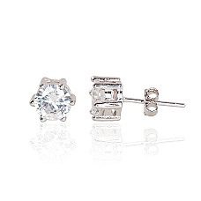 Sidabriniai auskarai –pusetai, Sidabras 925 praba, rodis (padengti), Cirkonai