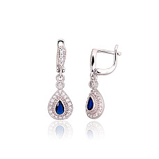 Sidabriniai auskarai ant cilindrinės spynos, 3.5 g, Sidabras 925 praba, rodis (padengti), Cirkonai
