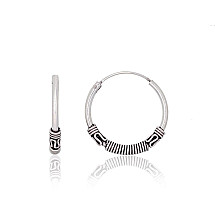 Sidabriniai auskarai –žiedai, 2.4 g, Sidabras 925 praba, oksidas (padengti)