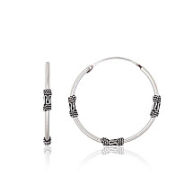 Sidabriniai auskarai –žiedai, 2.8 g, Sidabras 925 praba, oksidas (padengti)