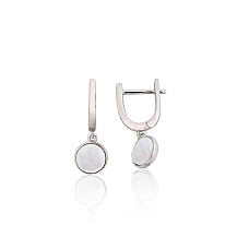Sidabriniai auskarai ant cilindrinės spynos, 2.4 g, Sidabras 925 praba, rodis (padengti), Perlamutras