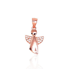 Sidabrinis pakabukas, 1.4 g, Sidabras 925 praba, raudonas auksas (padengti), Cirkonai