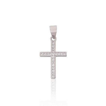 Kryžiai  ir ikonos,  - Sidabrinis pakabukas, 1 g, Sidabras 925 praba, rodis (padengti), Cirkonai