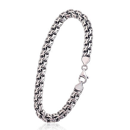 Vyrams,  - Sidabrinė grandinėlė Bismark 8 mm, 22, 22.5 g, Sidabras 925 praba, oksidas (padengti)