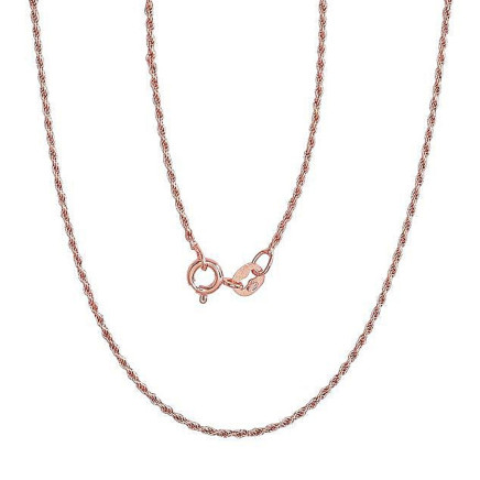 Auksu padengti,  - Sidabrinė grandinėlė Rope 1,1 mm, 40, 2.2 g, Sidabras 925 praba, raudonas auksas (padengti)