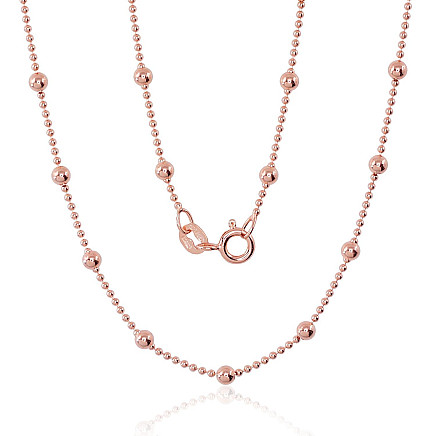 Auksu padengti,  - Sidabrinė grandinėlė Bead 1-3 mm, 50, 4.8 g, Sidabras 925 praba, raudonas auksas (padengti)