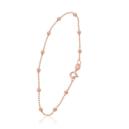 apyrankės-grandinėlės,  - Sidabrinė grandinėlė Bead 1-3 mm, 18, 1.8 g, Sidabras 925 praba, raudonas auksas (padengti)