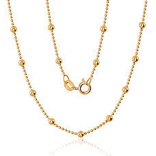 Sidabrinė grandinėlė Bead 1-3 mm, 45, 4.2 g, Sidabras 925 praba, geltonas auksas (padengti)