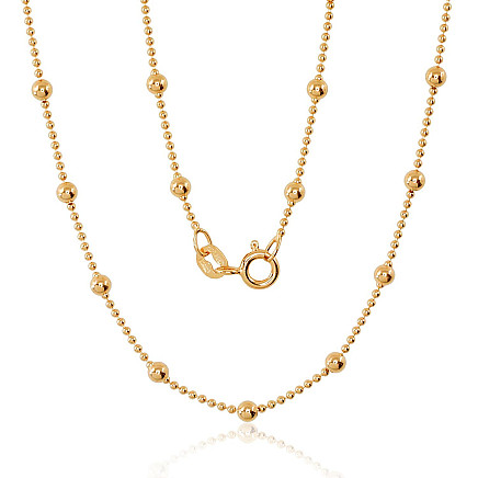 Auksu padengti,  - Sidabrinė grandinėlė Bead 1-3 mm, 45, 4.2 g, Sidabras 925 praba, geltonas auksas (padengti)