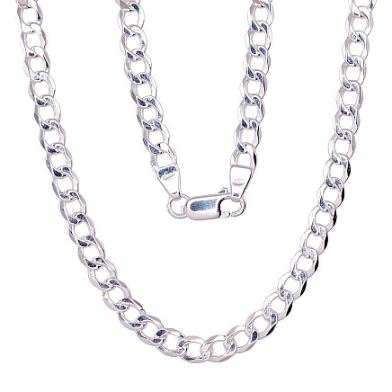 Vyrams,  - Sidabrinė grandinėlė Curb 4.5 mm, Sidabras 925 praba
