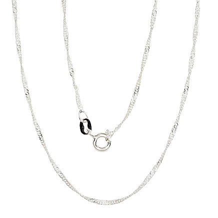 Grandinėlės,  - Sidabrinė grandinėlė Singapore 1,5 mm , briaunų apdirbimas deimantu, 38, 1.4 g, Sidabras 925 praba