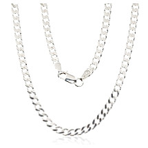 Sidabrinė grandinėlė Curb 3.5 mm , briaunų apdirbimas deimantu, 55, 14.5 g, Sidabras 925 praba