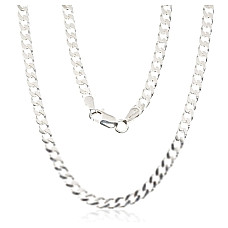 Sidabrinė grandinėlė Curb 3.5 mm , briaunų apdirbimas deimantu, 55, 14.5 g, Sidabras 925 praba