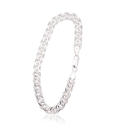 apyrankės-grandinėlės,  - Sidabrinė grandinėlė Crandmother 6 mm , briaunų apdirbimas deimantu, 19, 9.2 g, Sidabras 925 praba