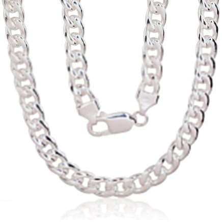 Vyrams,  - Sidabrinė grandinėlė Curb 7 mm, Sidabras 925 praba