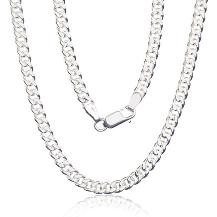 Vyrams,  - Sidabrinė grandinėlė Curb 4 mm, 50, 21.9 g, Sidabras 925 praba