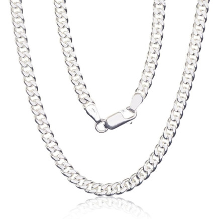 Vyrams,  - Sidabrinė grandinėlė Curb 4 mm, 50, 22 g, Sidabras 925 praba