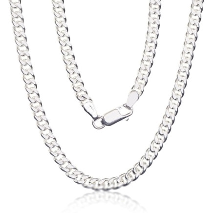 Vyrams,  - Sidabrinė grandinėlė Curb 4 mm, 50, 22.2 g, Sidabras 925 praba