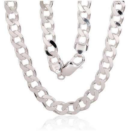 Vyrams,  - Sidabrinė grandinėlė Curb 7.5 mm, Sidabras 925 praba