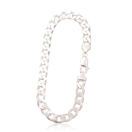 Vyrams,  - Sidabrinė grandinėlė Curb 7.5 mm, Sidabras 925 praba