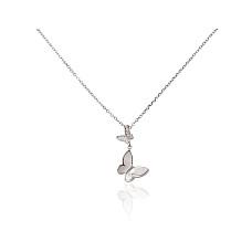 Sidabrinis vėrinys, 42, 2.4 g, Sidabras 925 praba, rodis (padengti), Cirkonai , Perlamutras, Reguliuojamas ilgis