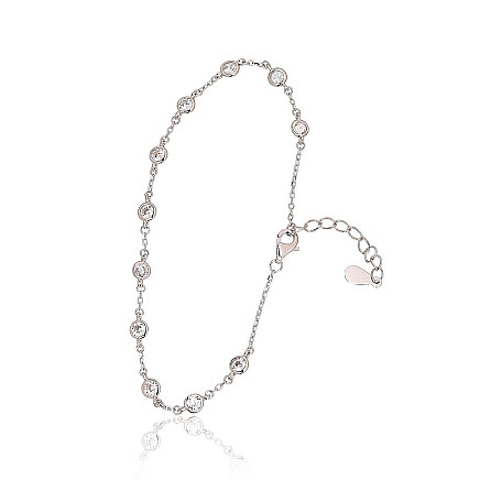 Apyrankės,  - Sidabrinės apyrankės, 18, 2 g, Sidabras 925 praba, rodis (padengti), Cirkonai, Reguliuojamas ilgis