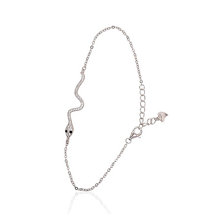 Apyrankės,  - Sidabrinės apyrankės, 17, 1.6 g, Sidabras 925 praba, rodis (padengti), Cirkonai, Reguliuojamas ilgis