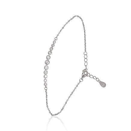 Apyrankės,  - Sidabrinės apyrankės, 17, 2 g, Sidabras 925 praba, rodis (padengti), Cirkonai, Reguliuojamas ilgis