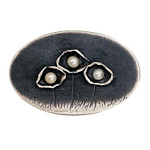 Sidabrinė sagė, 9.4 g, Sidabras 925 praba, oksidas (padengti), Perlai