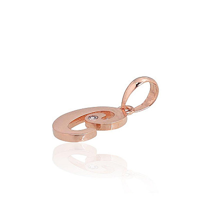 Raidės,  - Auksinis pakabukas, 0.42 g, Raudonas Auksas 585 praba, Cirkonai, Raidė: C