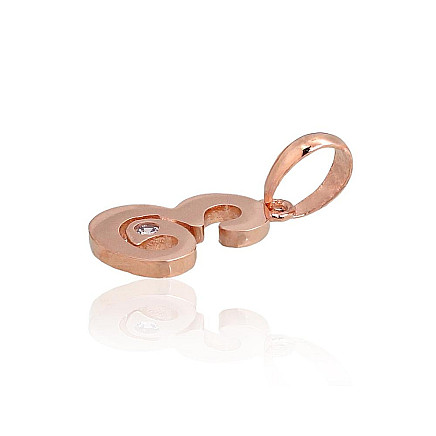 Raidės,  - Auksinis pakabukas, 0.42 g, Raudonas Auksas 585 praba, Cirkonai, Raidė: E