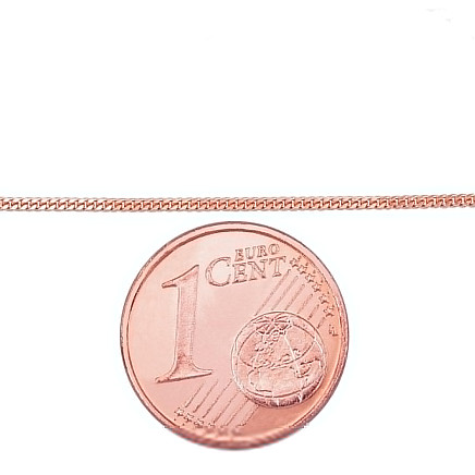 Grandinėlės,  - Auksinė grandinėlė Curb 1 mm , briaunų apdirbimas deimantu, 50, 1.72 g, Raudonas Auksas 585 praba