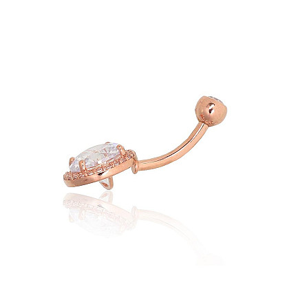 Auksinių auskarų vėrimas į bambą, 1.92 g, Raudonas Auksas 585 praba, Cirkonai, - 1930092000079 Į bambą, - Auksinių auskarų vėrimas į bambą, 1.92 g, Raudonas Auksas 585 praba, Cirkonai