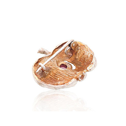 Sagės,  - Sidabrinė sagė, 3.6 g, Sidabras 925 praba, oksidas (padengti), Granatas