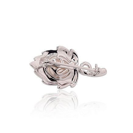 Sagės,  - Sidabrinė sagė, 6.3 g, Sidabras 925 praba, rodis (padengti), Perlai